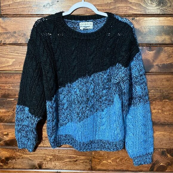 90's Vintage Evian ll Knitted By Hand Chunky Knit Sweater Women's Size M - Picture 7 of 15